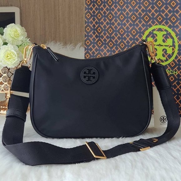 Tory Burch Handbags - Tory Burch Nylon Web Convertible Crossbody Bag Black 88370 - Brand New Gift Bag